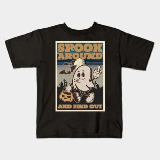 Spooky Around and Find Out Funny Halloween Vintage Kids T-Shirt